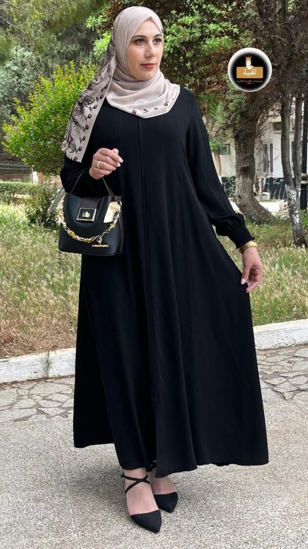 Hidjab Ouvert Zip Élégant en crêpe