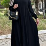 Hidjab Ouvert Zip Élégant en crêpe